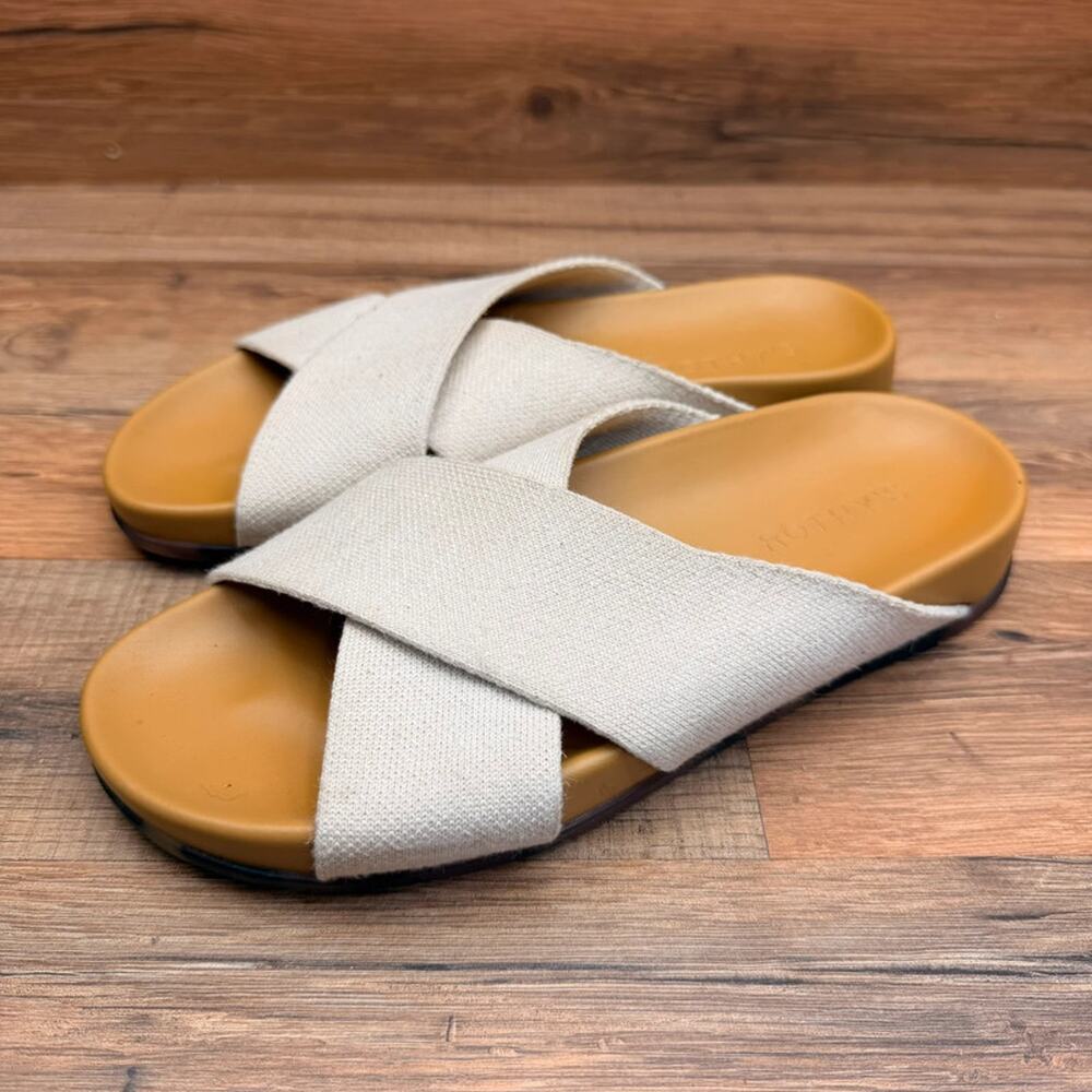Rothy's Size 6.5 The Weekend Slide Hemp Oat Cream Cross Strap Sandal